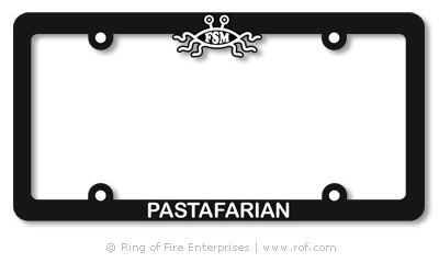Flying Spaghetti Monster Pastafarian License Plate Frame (single) Bobby Henderson,fsm,flying spaghetti monster, car badge, badge
