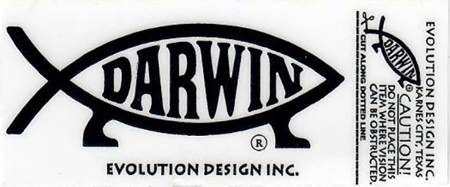 2.8" Darwin Fish Window Cling Decal (single) darwin fish decal, darwin fish sticker