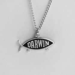 Darwin Fish Necklace - Silver Finish (single) darwin fish necklace, darwin fish pendant