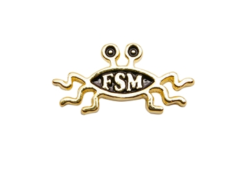 Shapely Flying Spaghetti Monster Lapel Pin (gold) flying spaghetti monster, fsm, lapel pin