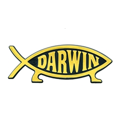 3" Darwin Fish Emblem Magnet - Gold Chrome Finish (single) darwin,darwin fish,refrigerator magnet