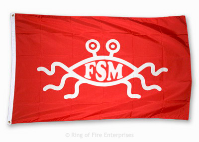 Flying Spaghetti Monster Flag (small) flying spaghetti monster,fsm, fish,bobby henderson,flag